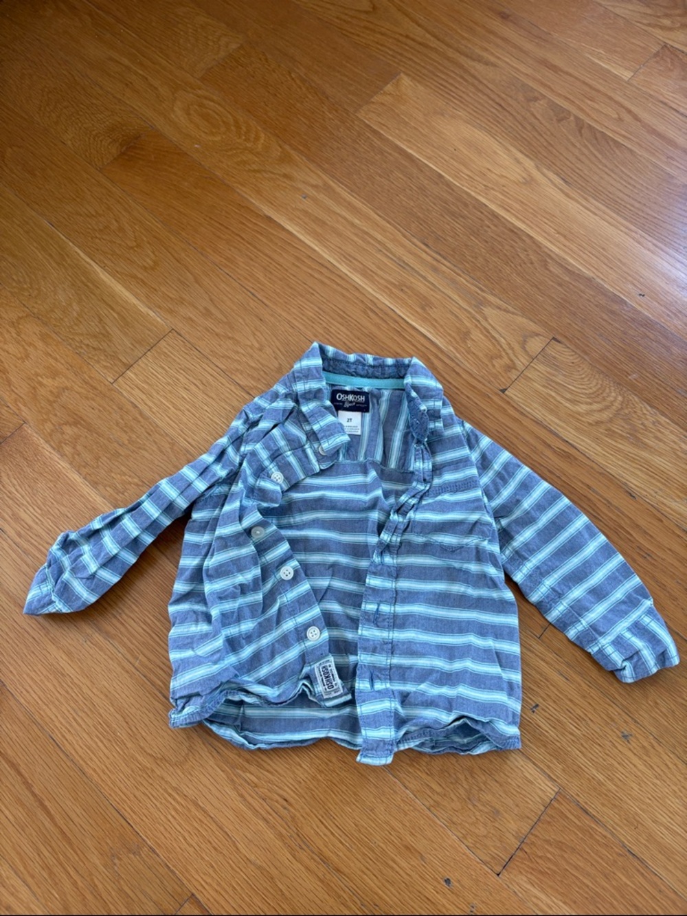OshKosh B'gosh Blue and White Striped Button-Down Shirt